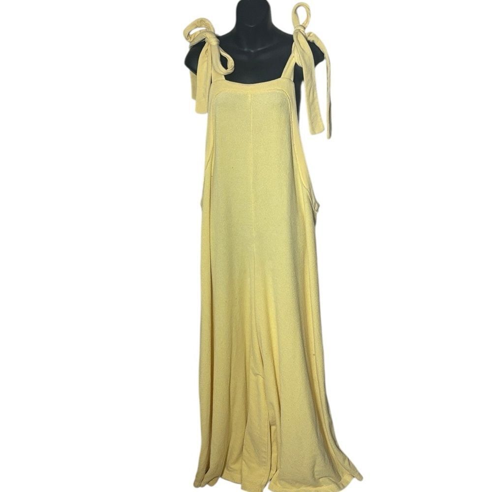 Intimately free people large terry cloth wide leg jumpsuit tie strap summer